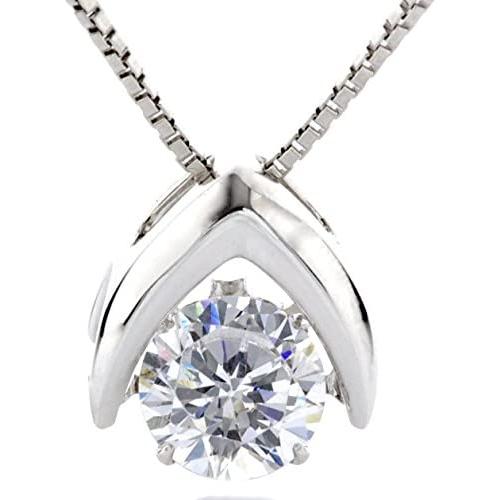 Omega Dancing Stone Necklace Sterling Silver & Swarovski CZ with 0.8mm 22'' Adj Box Chain