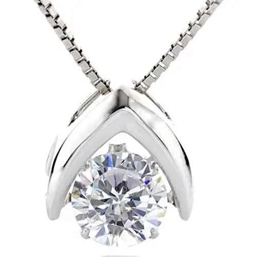 Omega Dancing Stone Necklace Sterling Silver & Swarovski CZ with 0.8mm 22'' Adj Box Chain Omega Dancing Stone Necklace Sterling Silver & Swarovski CZ with 0.8mm 22'' Adj Box Chain