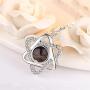 Inf-way I Love You Necklace, 925 Sterling Silver 100 Languages Projection on Round Onyx Pendant Loving Memory Collarbone Necklace 1 Pcs