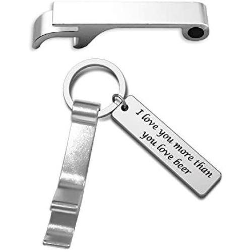 I Love You More Than You Love Beer Keychain Beer Charm Jewelry Gift for Boyfriend Husband(Love Beer KR)