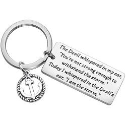 FUSTMW I AM The Storm Inspirational Cuff Bracelet Motivating Jewelry Encouragement Gift (I Am The Storm Keychain)