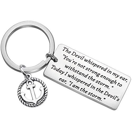 FUSTMW I AM The Storm Inspirational Cuff Bracelet Motivating Jewelry Encouragement Gift (I Am The Storm Keychain)