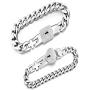 ZEINZE 2 PCS Lock Interlock Key Bracelet Titanium Steel Couples Bracelet Bangle Jewelry Romantic Gift for Valentines Day, Birthday Gift for Couples Lover(White)