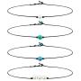 Blulu Single Pearl Choker Necklace 3 Bead Necklace Single Gemstone/Turquoise Choker and Blue Turquoise Necklace on Leather Cord for Women Girl,4 Pieces(Pearl and Turquoise)