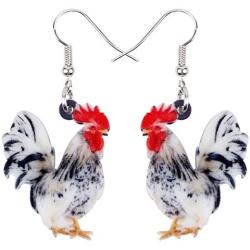 NEWEI Acrylic Floral Cute Rooster Chicken Earrings Dangle Drop Fashion Farm Animal Jewelry for Girls Women Ladies Gift