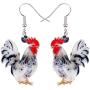 NEWEI Acrylic Floral Cute Rooster Chicken Earrings Dangle Drop Fashion Farm Animal Jewelry for Girls Women Ladies Gift