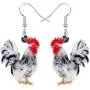 NEWEI Acrylic Floral Cute Rooster Chicken Earrings Dangle Drop Fashion Farm Animal Jewelry for Girls Women Ladies Gift