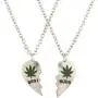 LUX ACCESSORIES Best Buds BFF Best Friends Heart Valentine Forever Pot Marijuana Leaf Necklaces (2pc) LUX ACCESSORIES Best Buds BFF Best Friends Heart Valentine Forever Pot Marijuana Leaf Necklaces (2pc)