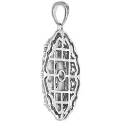 1 1/8 inch Oval Sterling Silver Cubic Zirconia Our Lady of Guadalupe Necklace Oval Micropave Halo Scrolled Frame Rhodium Finish 16-24 inch