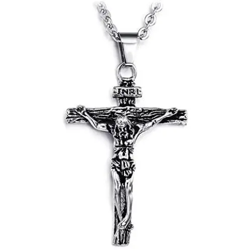 Cross Necklace for Men Stainless Steel Silver Gold Crucifix Pendant Necklace Simple Jewelry Gifts, 22 inches Chain Cross Necklace for Men Stainless Steel Silver Gold Crucifix Pendant Necklace Simple Jewelry Gifts, 22 inches Chain