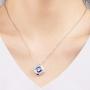 Sapphire Necklace Square Pendant Necklace September Birthstone Choker Necklace Charms for Women Mothers Teens Girls Wedding Birthday Party Jewelry Fashion Gifts
