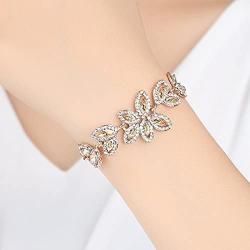 mecresh Flower Teardrop Earring and Bracelets Silver/Gold/Champagne Bridal Jewelry Sets for Women