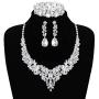 Hanpabum Bridal Austrian Crystal Teardrop Cluster Statement Necklace Dangle Earrings Jewelry Set Gifts Fit with Wedding Dress