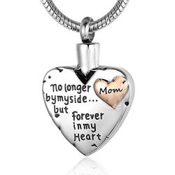 Urn Necklace for Ashes Mom Stainless Steel Heart Cremation Jewelry for Ashes Silver Ashes Necklace Pendant