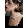BABEYOND Imitation Pearl Necklace Earrings Set with Crystal Pendant Bridal Pearl Jewelry Set for Women Vintage 1920s Pearl Necklace Earrings