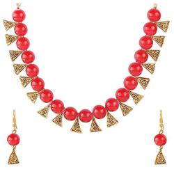 Efulgenz Boho Indian Oxidized Faux Pearl Beaded Vintage Tribal Statement Choker Necklace Earrings Jewelry Set
