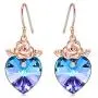 SISGEM 18K Rose Gold Plated Heart Crystal Dangle Hook Earrings for Women Girls Rose Flower Earrings with Cubic Zirconia Hypoallergenic Jewelry for Birthday Valentines Day 925 Sterling Silver