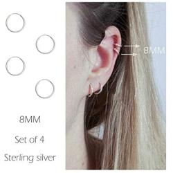 Cartilage Earring Hoop Sterling Silver Small Piercing Earrings Endless Body Rings Set for Women Men Girls