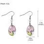 Tree of Life Dried Pressed Real Flowers Teardrop Hook Glass Drop Earrings（Pink）