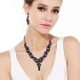 EVER FAITH Womens Crystal Simulated Pearl Elegant Wedding Drop Necklace Earrings Set