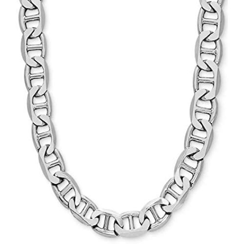 Savlano 925 Sterling Silver 12mm Italian Solid Flat Mariner Link Chain Necklace for Men & Women - Made in Italy Comes Gift Box (12mm)