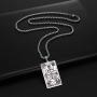 VASSAGO Tarot Stainless Steel X Wheel of Fortune Tarot Card Pendant Laser Engraved Celtic Astrology Divination Magic Amulet Necklace