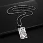 VASSAGO Tarot Stainless Steel X Wheel of Fortune Tarot Card Pendant Laser Engraved Celtic Astrology Divination Magic Amulet Necklace