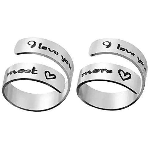 RAMESON Engraving Ring Inspirational Jewelry Stainless Steel Adjustable Wrap Twist Ring Encouragement Gift for Women Teens Girls RAMESON Engraving Ring Inspirational Jewelry Stainless Steel Adjustable Wrap Twist Ring Encouragement Gift for Women Teens Girls