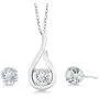 Gem Stone King 925 Sterling Silver Sky Blue Aquamarine Pendant Earrings Set (1.35 Ct with 18 Inch Silver Chain)
