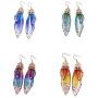 4 Pairs Multicolored Butterfly Wing Dangle Earrings Elegant Acrylic Insect Drop Earrings Crystal Dragonfly Wing Earrings for Women Girls Jewelry