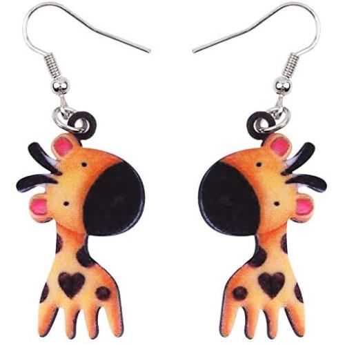 NEWEI Acrylic Wild African Giraffe Earrings For Women Dangle Drop Cartoon Jungle Animal Jewelry Gifts Charm