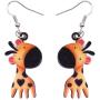 NEWEI Acrylic Wild African Giraffe Earrings For Women Dangle Drop Cartoon Jungle Animal Jewelry Gifts Charm