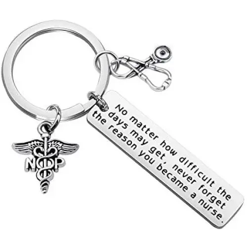 FUSTMW Nurse Practitioner Gift NP Key Chain NP Gift Stethoscope Charm Jewelry Nurse Gift NP Graduation Gift for Nurse Practitioner