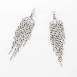 Long Rhinestone Fringe Earrings Big Sparkly Rhinestone Metal Chain Tassel Dangle Earrings Large Bling Crystal Rhinestone Chandelier Drop Earrings for Women Girls Jewelry(B)