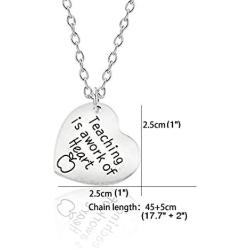 Luvalti Teaching is a Work of Heart Pendant Necklace - Teacher Appreciation Gift - Thank You Gifts