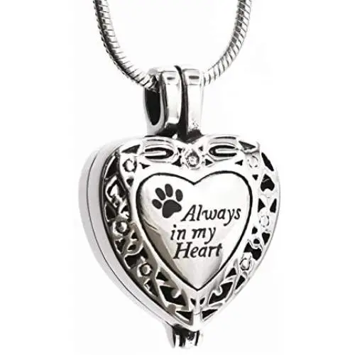 ATOP Always in My Heart Locket Urn Necklace Pet Keepsake Jewelry for Ashes,Carved Locket Stainless Steel Keepsake Waterproof Memorial Pendant for Love,with Tool ATOP Always in My Heart Locket Urn Necklace Pet Keepsake Jewelry for Ashes,Carved Locket Stainless Steel Keepsake Waterproof Memorial Pendant for Love,with Tool