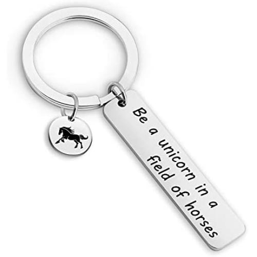 Eigso Inspirational Keychain Be A Unicorn in A Field of Horses Motivational Encouragement Jewelry Gift Unicorn Bracelet Unicorn Jewelry for Teen Girls Sister Son