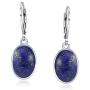 Boho Bali Indonesian Style Oval Leverback Drop Dangle Earrings For Women 925 Sterling Silver Semi Precious gemstone Birthstone Colors