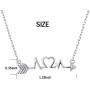 925 Sterling Silver Arrow Heart Cardiogram Lifeline Pulse Heartbeat Pendant Necklace for Women Teen Girls Birthday Gift, 18 inch + 2 inch