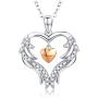 Angel Wing Heart Necklaces for Women 925 Sterling Silver Love Pendant Necklace with CZ Jewelry Gift for Mother/Wife/Sister
