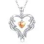 Angel Wing Heart Necklaces for Women 925 Sterling Silver Love Pendant Necklace with CZ Jewelry Gift for Mother/Wife/Sister