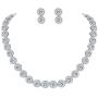EVER FAITH Silver-Tone Round Cubic Zirconia Birthstone Row Necklace Earrings Set