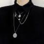 YERTTER Multi-Layered Paper Clip and Coin Pendant Necklace Boho Jewelry Set Layered Pendant Statement Chunky Chain Necklace for Women Man
