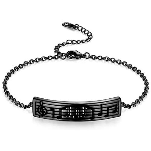 Beautlace Womens Musical Note Necklace Silver/18K Gold Black Gun Plated Treble Clef Music Note Jewelry Gifts for Music Lover