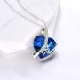 Gifts for Love Sterling Silver Couple Heart Pendant Necklace with Blue Crystal Elements Jewelry Gift for Wife Girlfriend