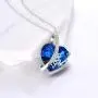 Gifts for Love Sterling Silver Couple Heart Pendant Necklace with Blue Crystal Elements Jewelry Gift for Wife Girlfriend