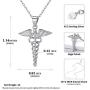 Nofade Silver Caduceus Symbol of Medicine Necklace 925 Sterling Silver Pendant Necklace for Doctor or Nurse Perfect Holiday Gift Jewelry Gift