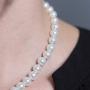 KEZEF Creations Cream White 8-14mm Simulated Faux Pearl Necklace Hand Knotted Strand 16-20 Inch