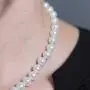 KEZEF Creations Cream White 8-14mm Simulated Faux Pearl Necklace Hand Knotted Strand 16-20 Inch