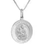 Sterling Silver St Joseph & Baby Jesus Medal Necklace 3/4 inch Round Italy 0.8mm Chain